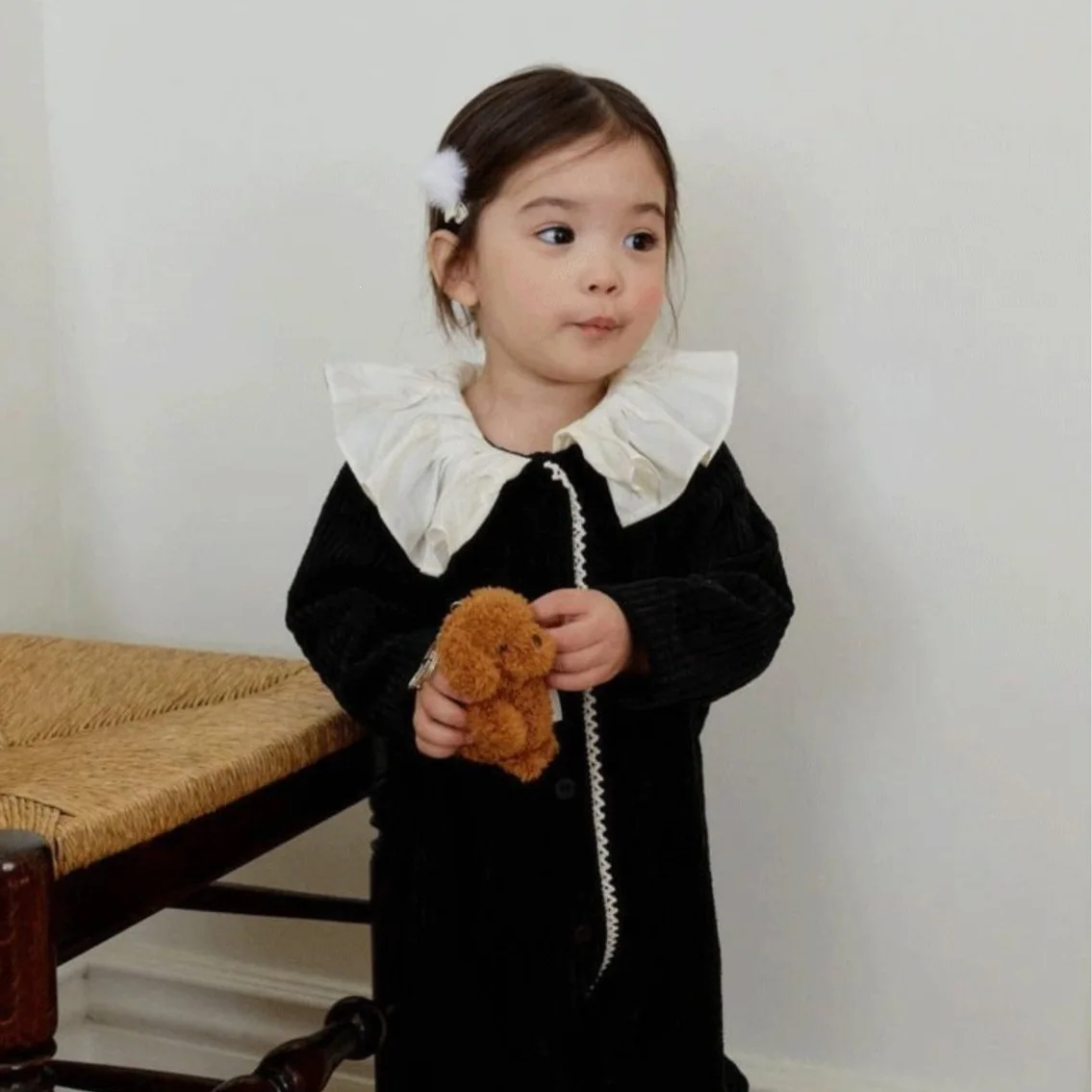 2026 Autumn New Baby Girl Cute Lace Collar Romper Cotton Infant Long Sleeve Princess Jumpsuit Solid Newborn Clothes 0-24M 2