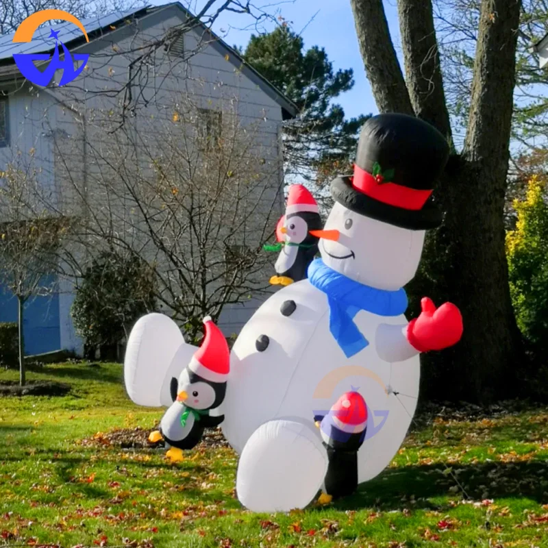 Pinguim de boneco de neve inflável personalizado com sopradores Adereços de decoração de Natal ao ar livre para festas de fim de ano e eventos