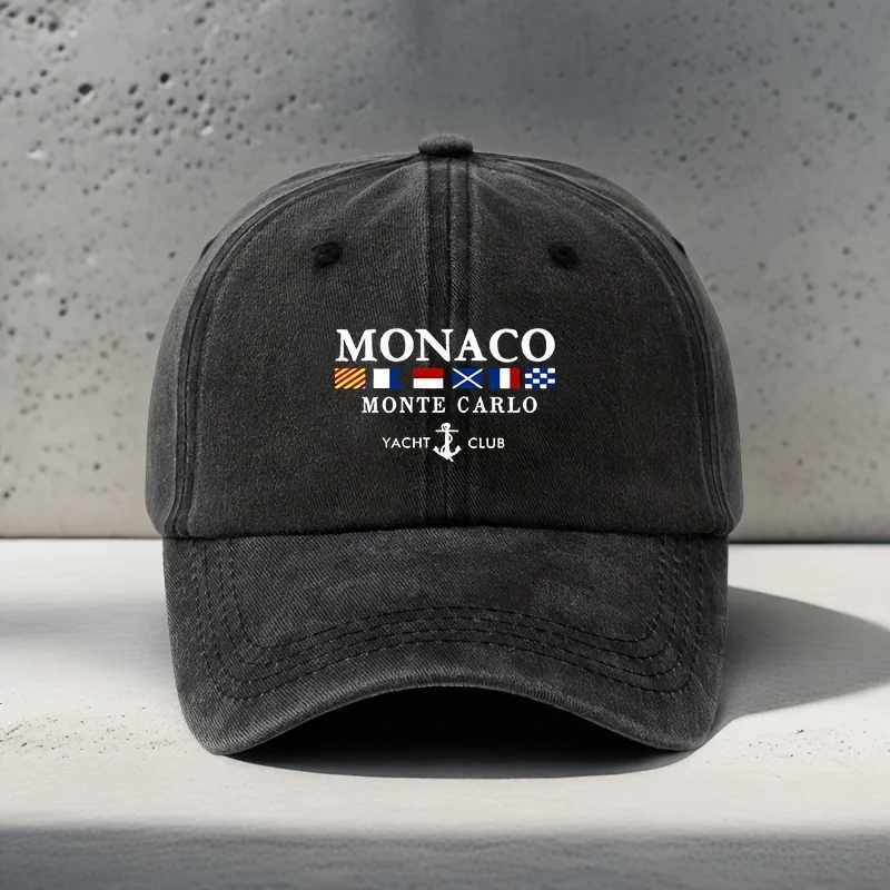 Una gorra de béisbol lavada vintage con estampado geométrico y Monaco Monte Carlo | Gorra de béisbol para mujer Gorra de béisbol para exteriores para hombre adecuada para