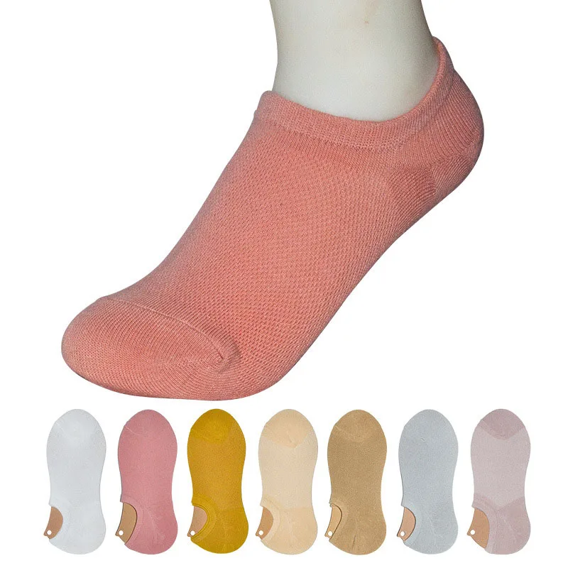 2023 Spring Summer Women Cotton Socks Candy Color Mesh Solid Color Invisible Breathable Absorbing Student Socks Wholesale