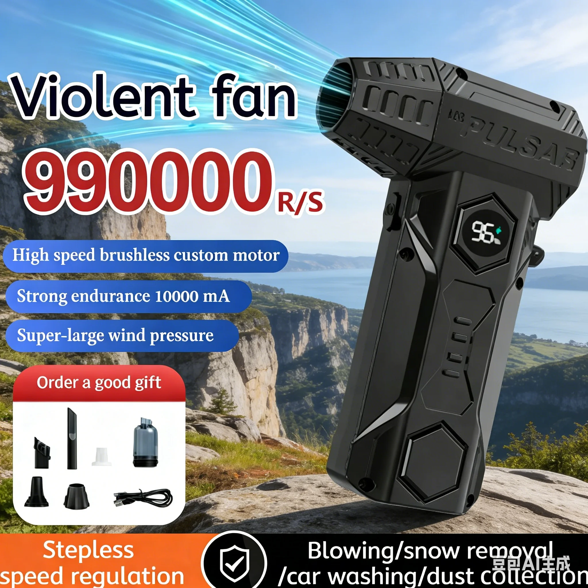 

Автомобильный пылесос и воздуходувка 2-в-1 X11 | Бесщеточный турбовентилятор 990000 об/мин, 10000 мАч, портативный очиститель-воздуходувка