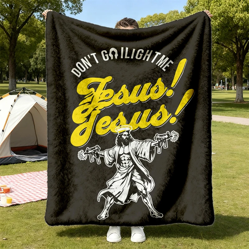 Uzi Jesus - Don't Gaslight Me, Jesus!, Flannel Blanket, Princess donut mongo Flannel Throw, Cozy Blanket
