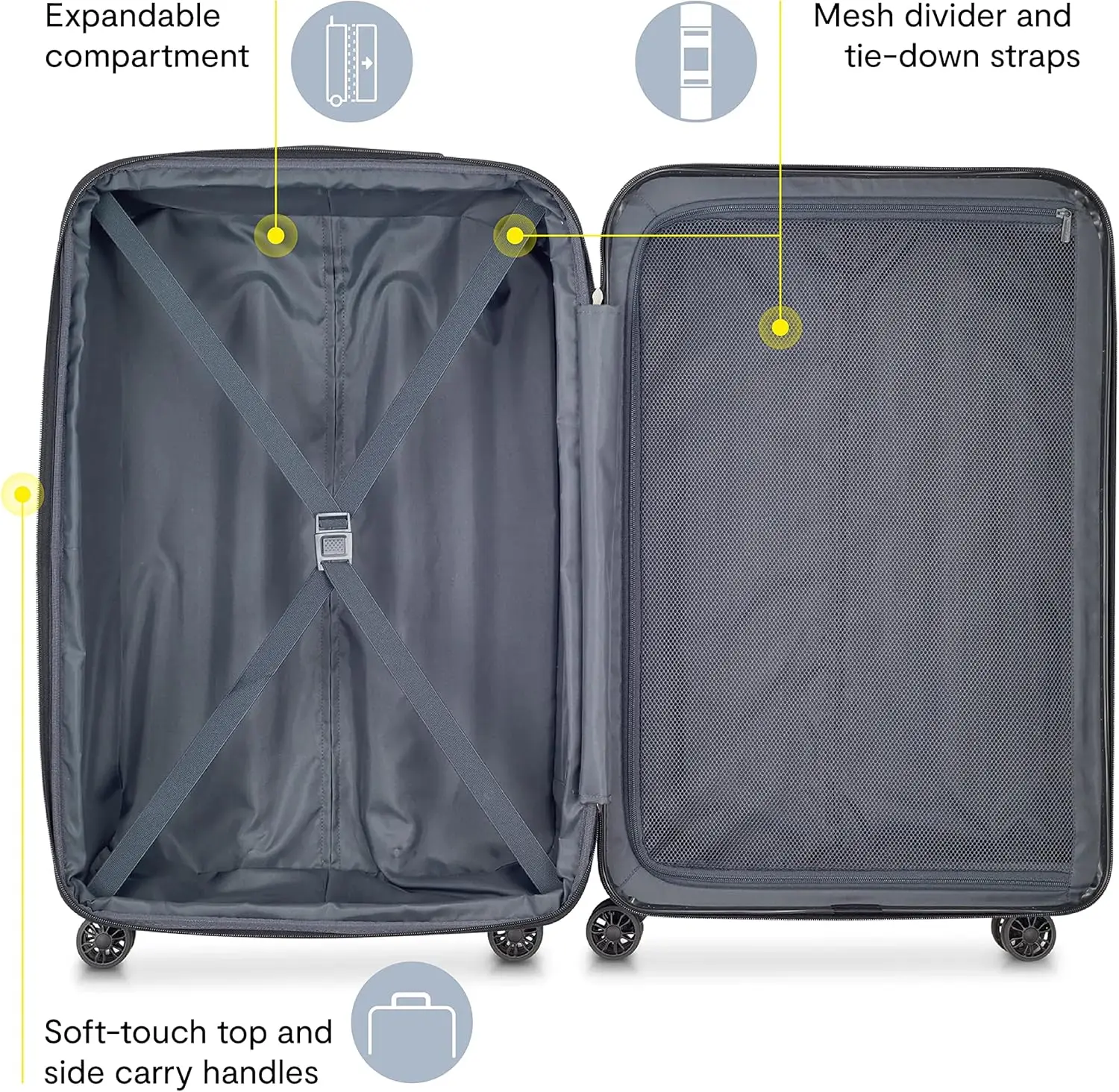 Expandable Hardside Luggage with Spinner Wheels, Titanium Color, 24 Inch Checked Size for Travel