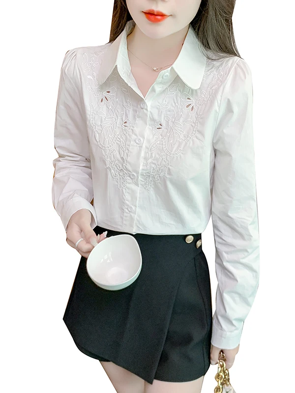 Ele Embroidered Pure Cotton Women's irt Guangzhou Thirteenth Fac High End European Sle Faionable Base Layer Top