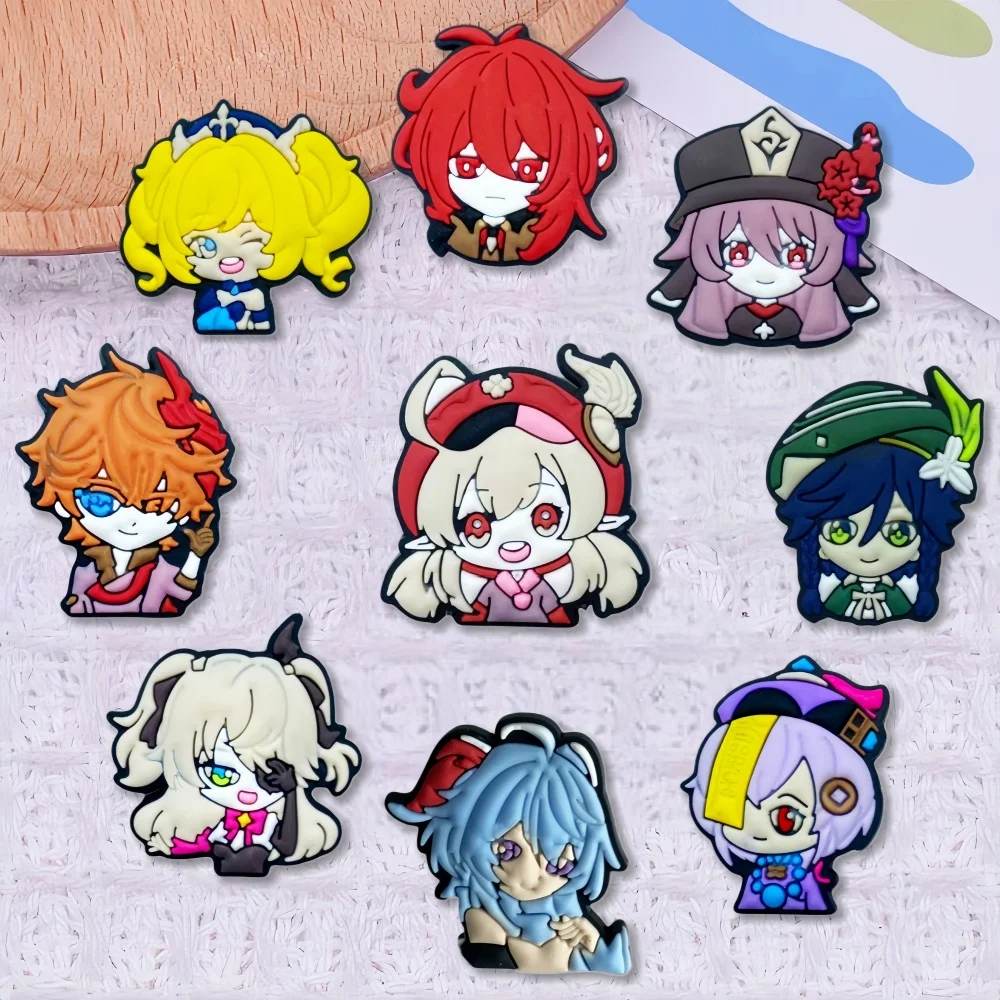 9Pcs Anime Shoe Charms for Crocs Slides Sandals, Kawaii Cart