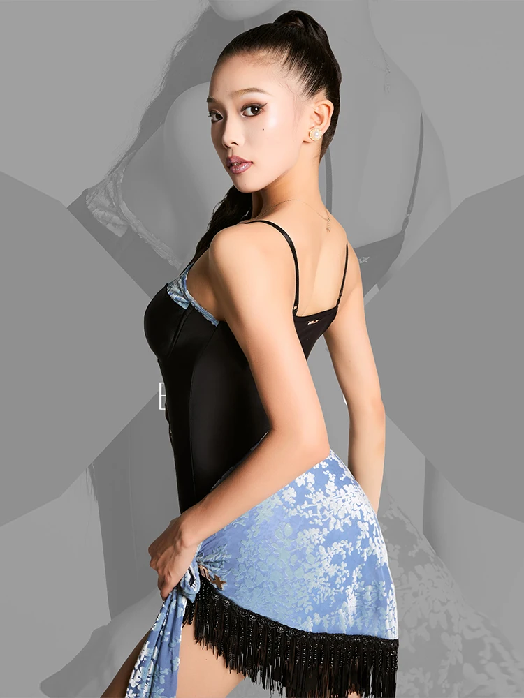 女性のセクシーなラテンダンス衣装オープンバックハイスリットドレス伸縮性のある生地プロ競技サルサ衣装練習服 VBH1579