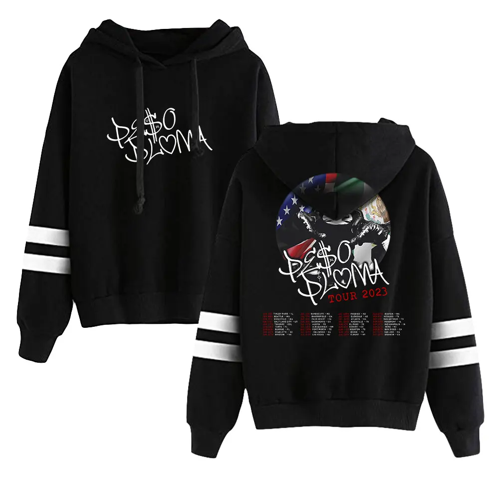 

Peso Pluma Flag Tour Hoodie Pocketless Parallel Bars Sleeve Streetwear Women Men Sweatshirt 2023 World Tour Fashion Clothes