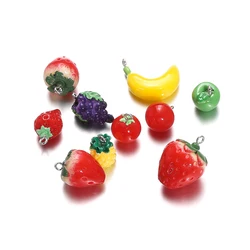 5Pcs/Lot Fruit Shape Resin Earring Charms Pendant for DIY Necklace Pendants Jewelry Making Accessories Supplies Wholesale