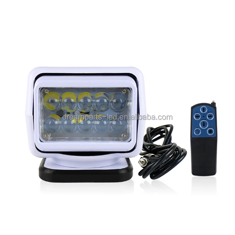 Auto-Reset 360 Rotating LED Searchlight Marine Spotlight with Built-in Magnets Outdoor Truck Offroad Pickup SUV Remote Lighting