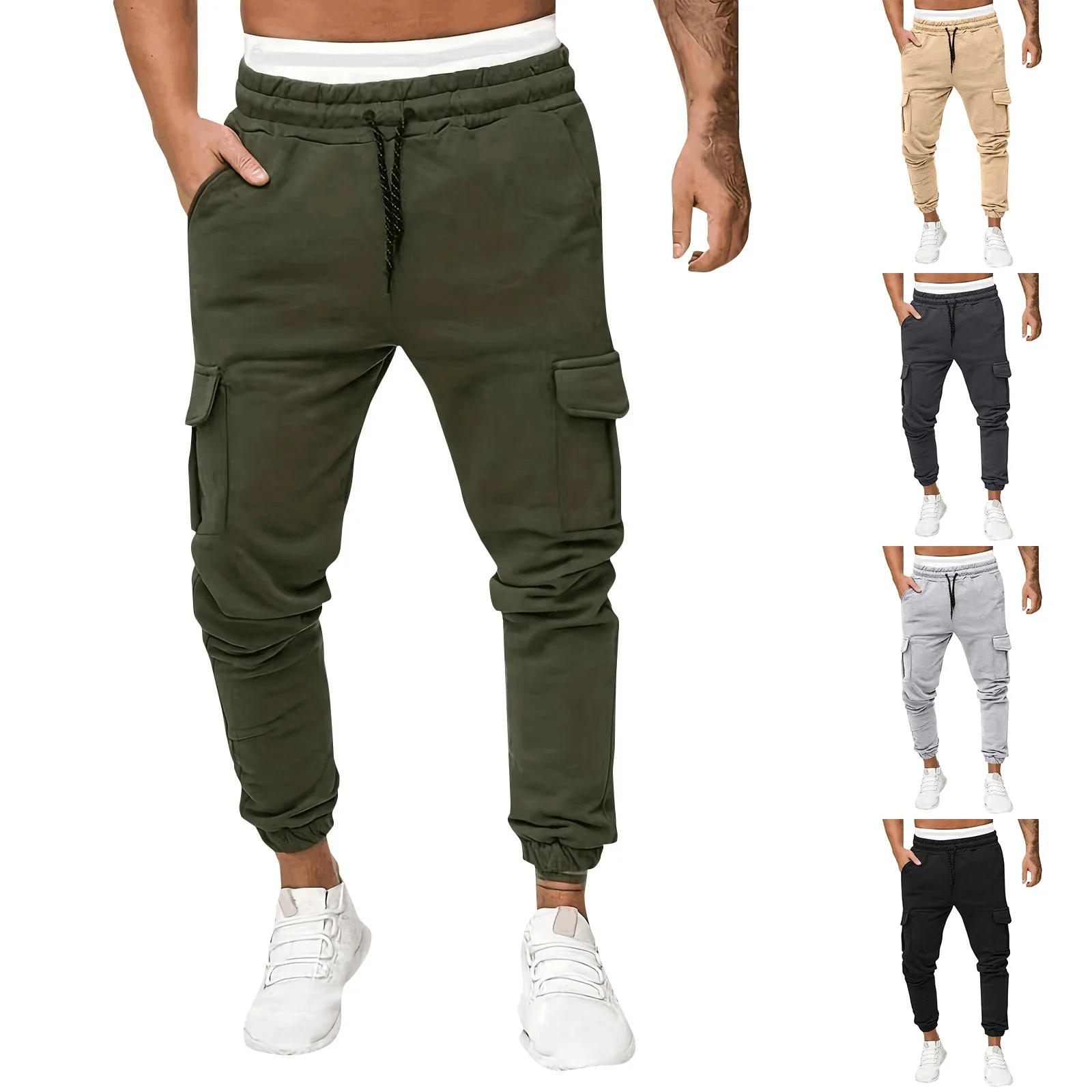 Multi-pocket Cargo Pants Men Wear-resistant Straight-leg Trousers Spring Autumn Casual Work Pantaloons Outdoor Joggers