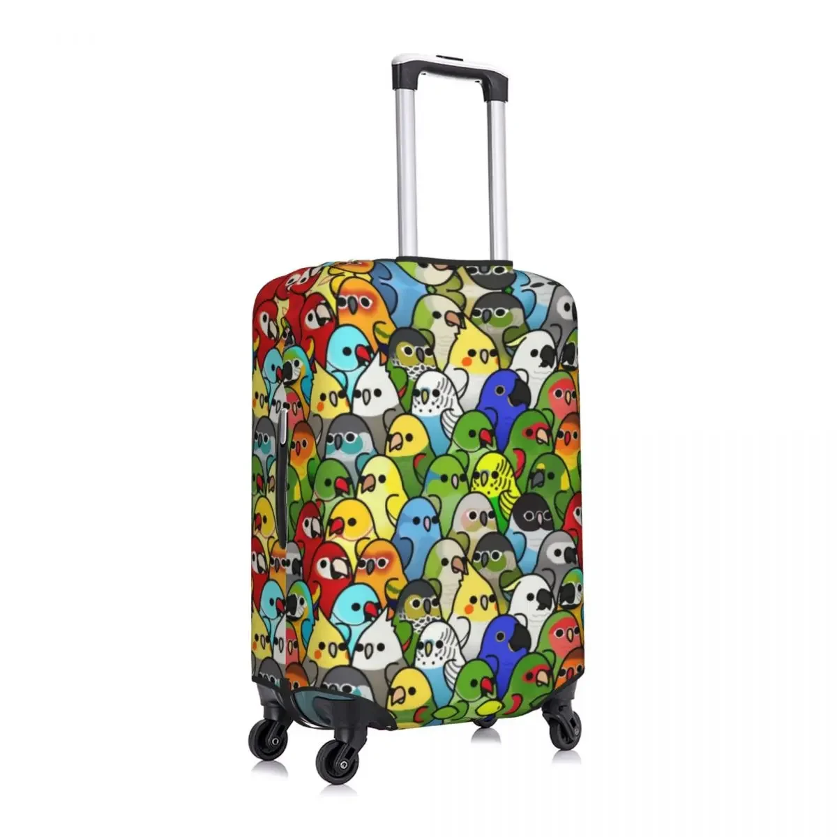 Custom Cute Funny Parrot Birds Luggage Cover Protector Washable Cockatiel Bird Travel Suitcase Covers