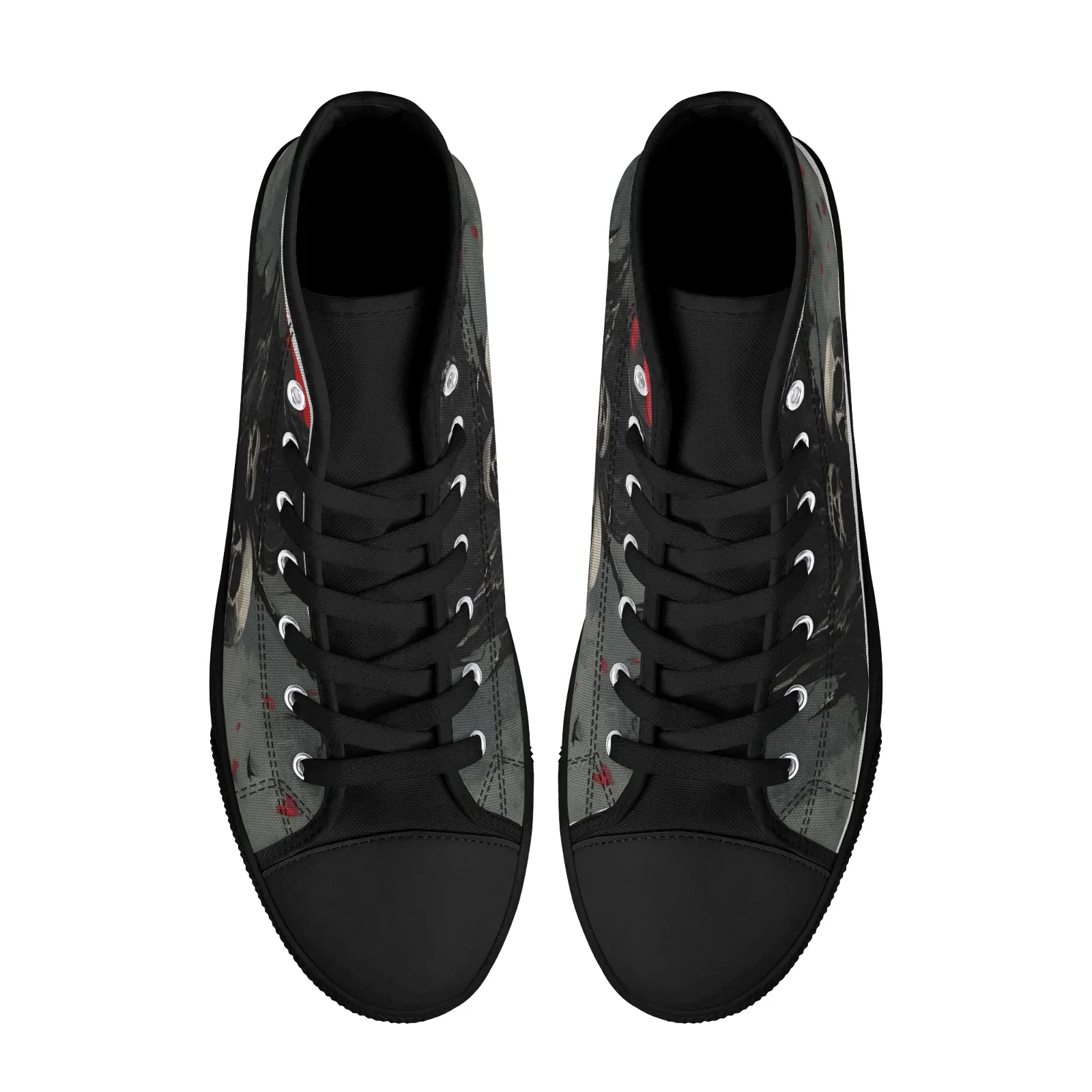Gothic Skull Print Lace Up Canvas Shoes Custom High Top Sneakers for Men Women - view 5
