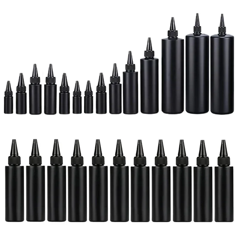 

50Pcs 30ml-150ml Squeezable Black Plastic Bottles W/ Long Tip Lids Empty Glue Bottle Portable Containers For DIY Resin Paint