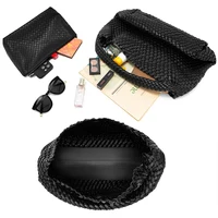 Woven Tote Bag for Women Large Woven Handbag Soft Leather Shoulder Bag Work Shopper Summer Beach Travel Tote Bag with Purse - Image 6