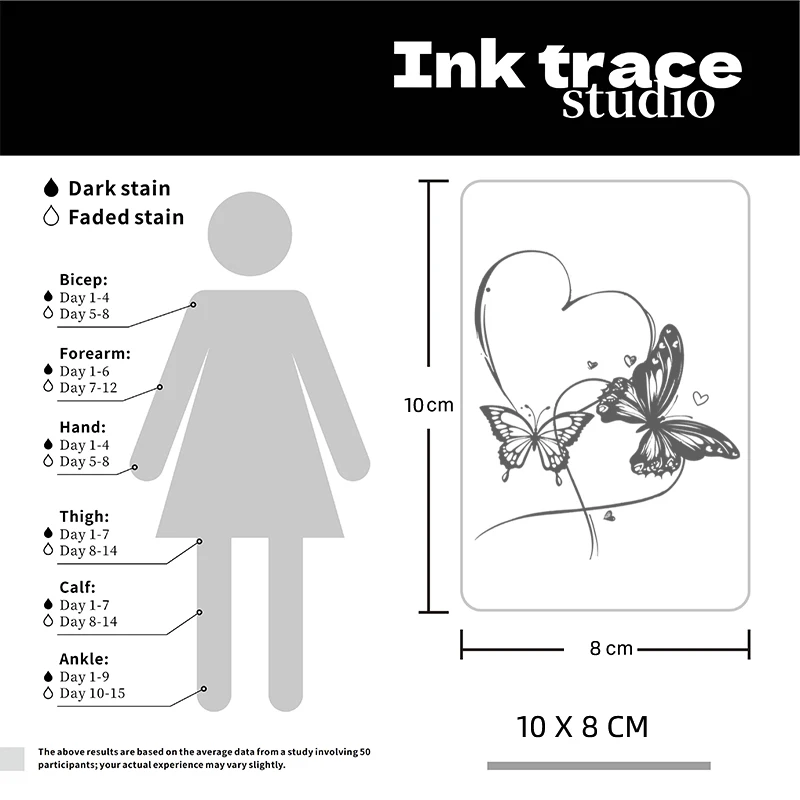 1/2PCS Butterflies and Heart Temporary Tattoo,Lasts To 15 Days New Technology Magic Waterproof Semi Permanent Sticker.