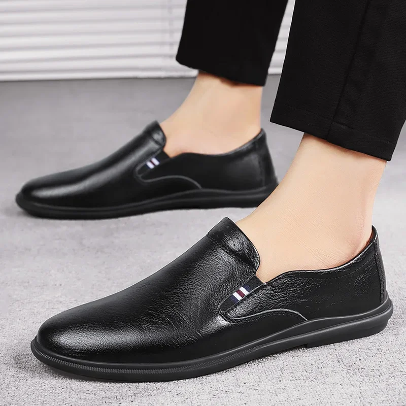 أحذية رجالية وصلت حديثًا، أحذية جلدية بسيطة، أحذية مسطحة مريحة، أحذية رجالية مصنوعة يدويًا، أحذية عمل كلاسيكية #2