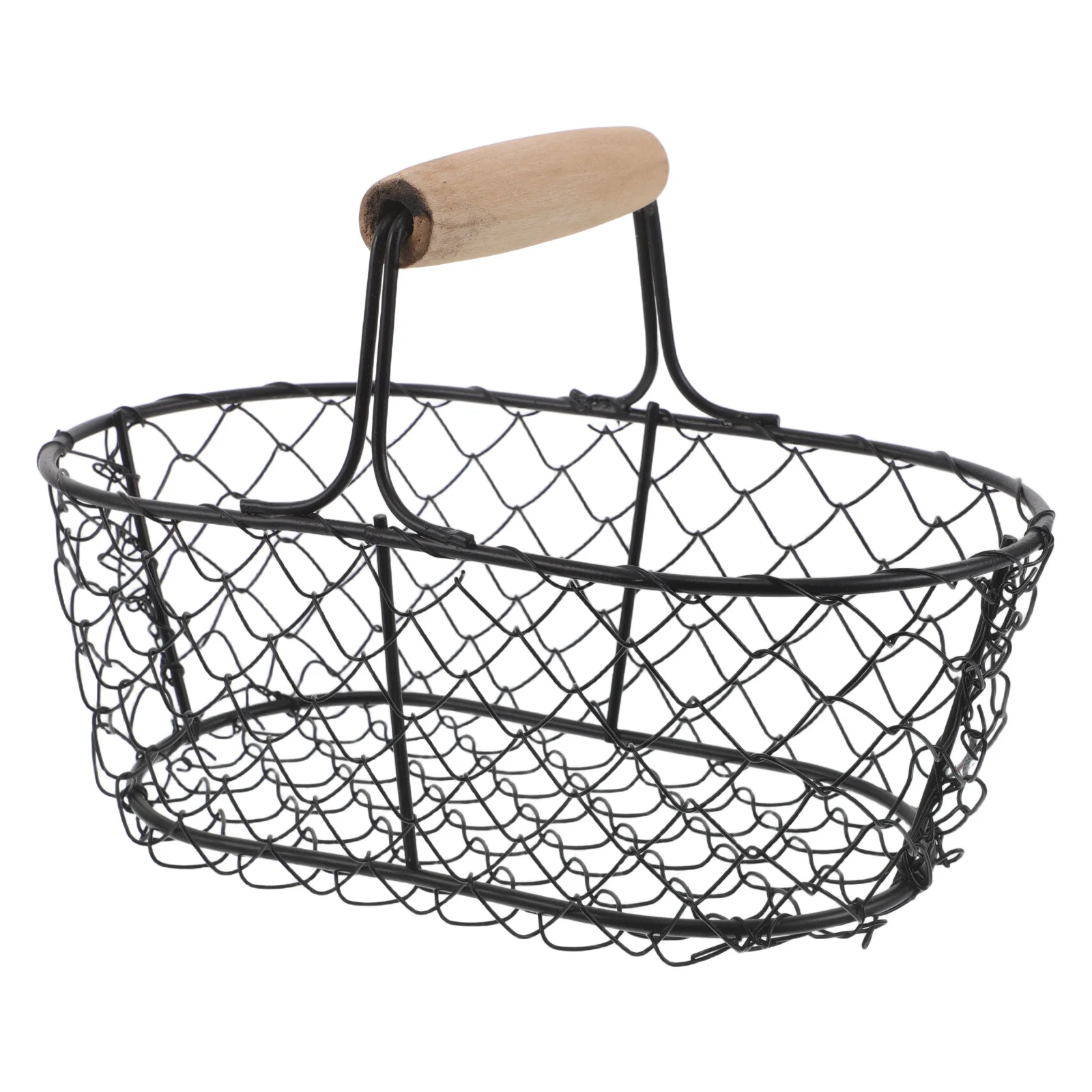 

Egg Black Metal Wire Farmhouse Storage Basket For Fresh Eggs Fruits Vegetables Countertop Kitchen Organizer - Portable