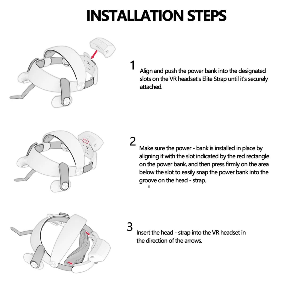 حزام رأس مطور لحزمة بطارية 3/Quest 3S 6000 مللي أمبير في الساعة قابلة للفصل