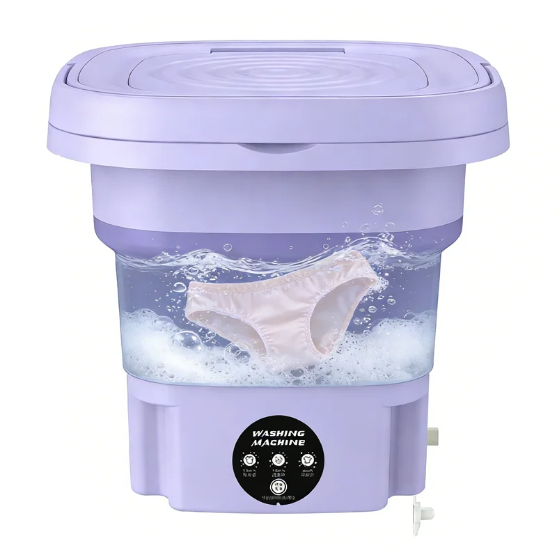 

Mini Washing Machine 8L Foldable Small Washer Underwear Socks Baby Clothes Travel Dormitory Home RV Camping Compact Lightweight
