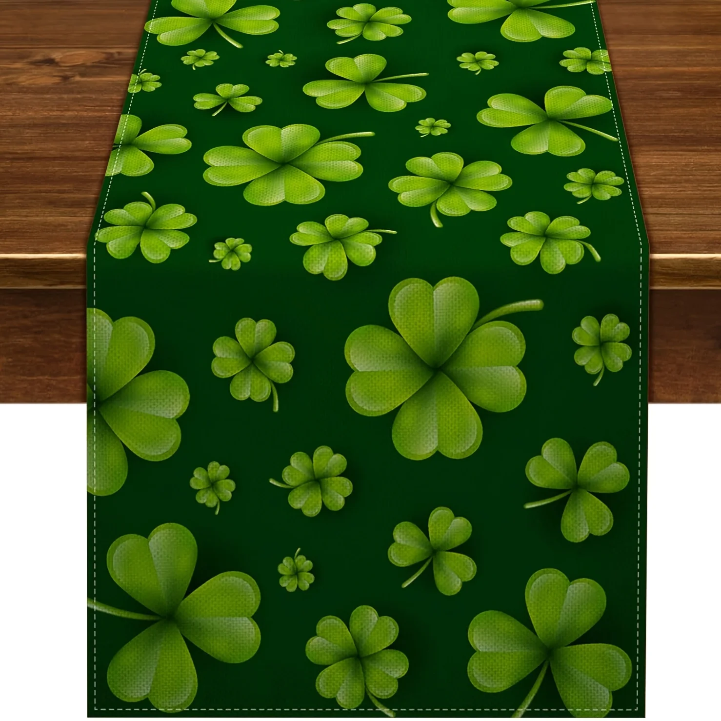 St. Patrick's Day Green Shamrock Table Runner - Ireland Spring Home Kitchen Dining Decor