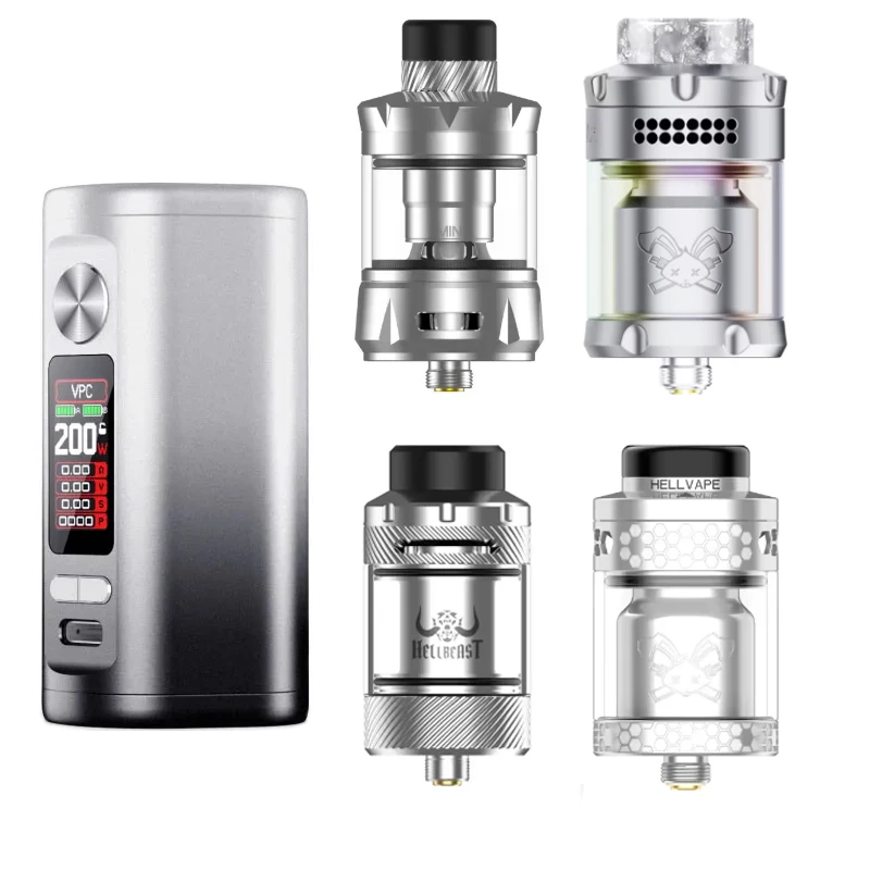 Original Hellvape Hell200 Box Mod 5-200W Output Big Display 510 With TCL Tank/Hellbeast 2 Sub Ohm V3 RTA V4 RTA Tank Atomizer