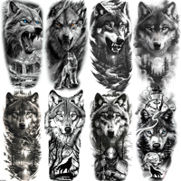1 Sheet Cool Forest Tribal Wolf Temporary Tattoos For Men Women Realistic Fake Tattoos Waterproof Long Lasting 3D Tatoo Stickers