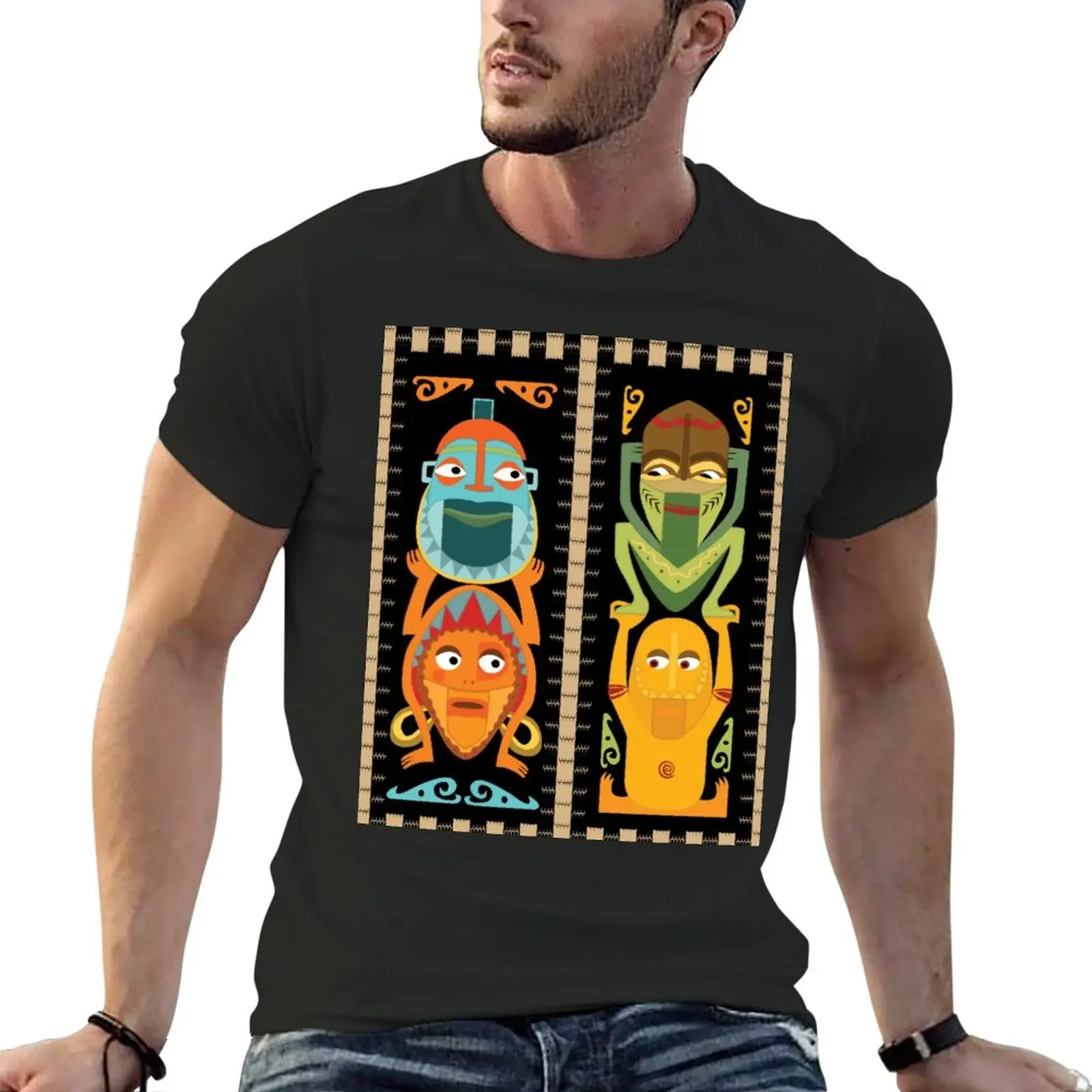 

New Tropical Hawaiian Polynesian Tiki Totems T-Shirt vintage t shirts cute clothes designer t shirt men