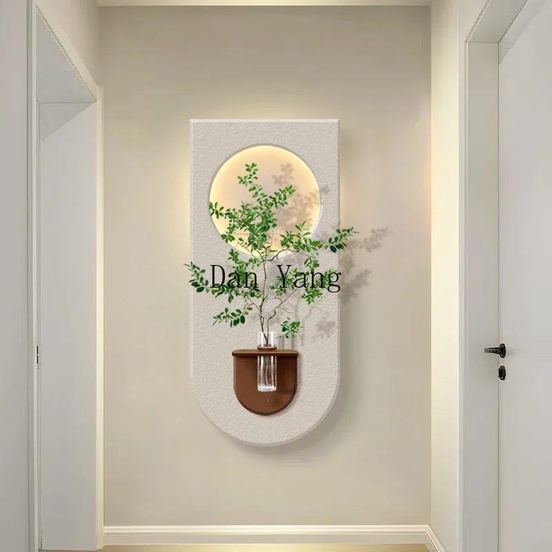 

YJ hydroponic green plant sandstone hanging painting with vase vertical corridor aisle wall lamp painting entrance decorative