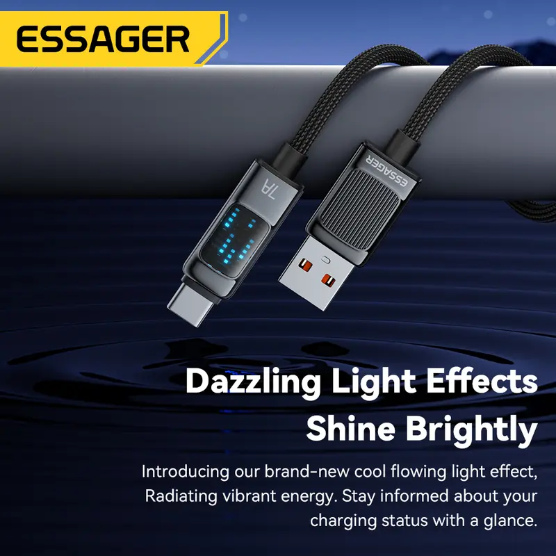 Essager 7A USB Type C Cable 100W USB C Charger Data For Realme Huawei P40 30 Pro 80W Fast Charging Wire Cord Samsung Oneplus - Image 4