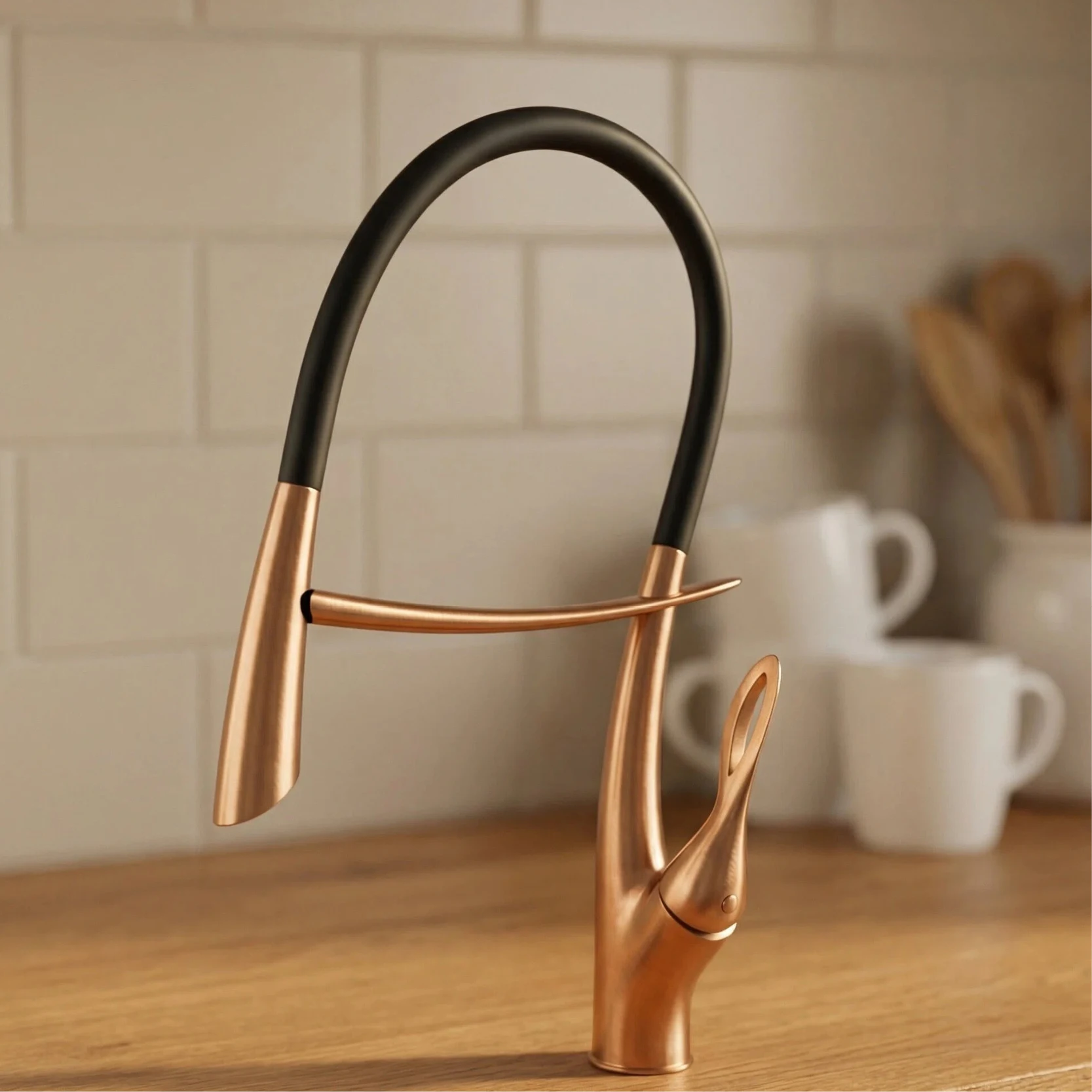 Gestan Brass Brushed Gold Kitchen Faucet with Touch Switch Design, Single Handle Ceramic Valve Core, Hot and Cold Water Sink Tap