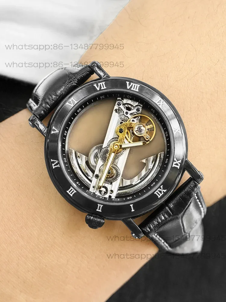 New True Tourbillon Pure Mechanical Watch Men's Fully Automatic Hollow Ultra-thin Waterproof