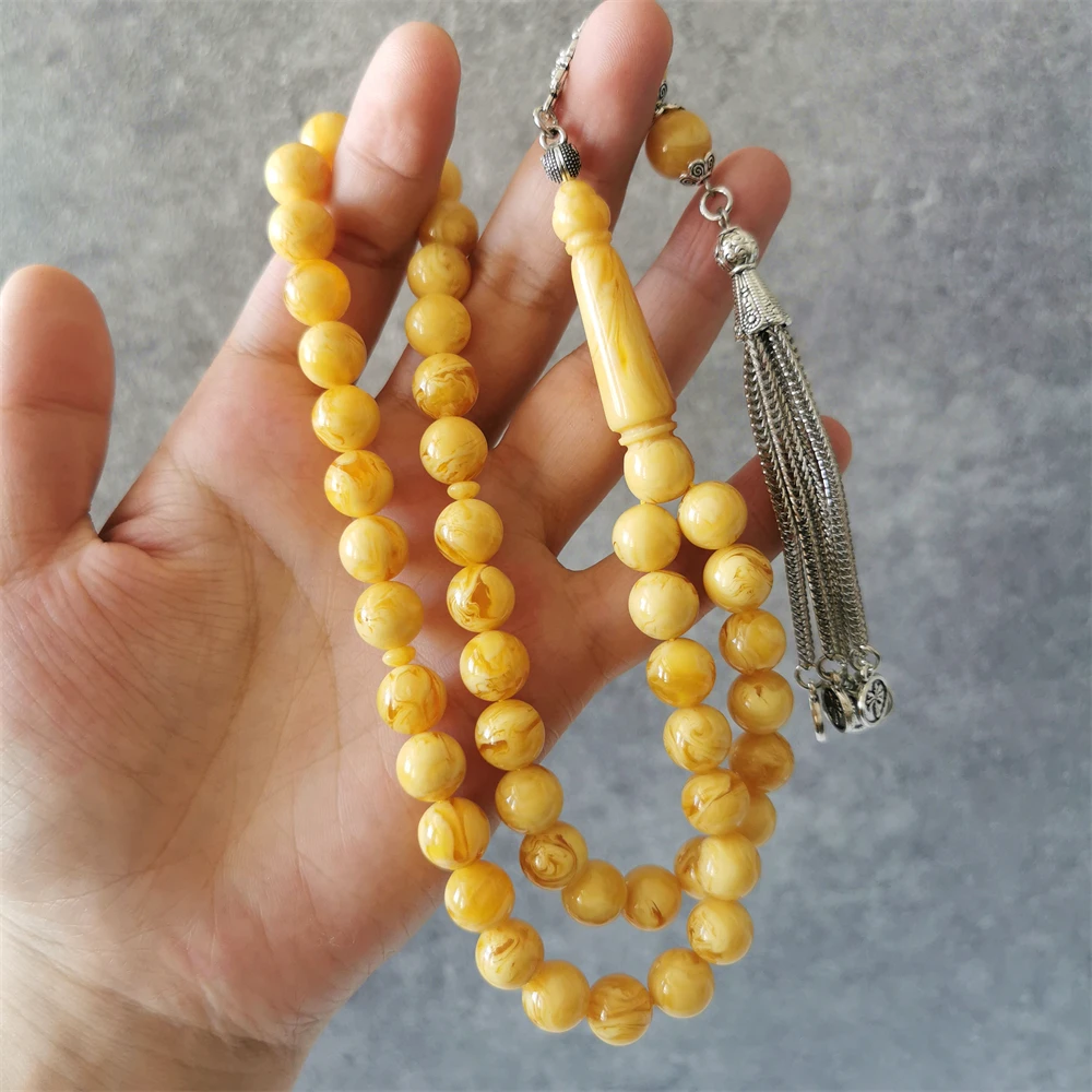 Tasbih muzułmański bursztynowy różaniec materiał żywiczny Islam różaniec handmade biżuteria Misbaha Sibaha Tasbeeh