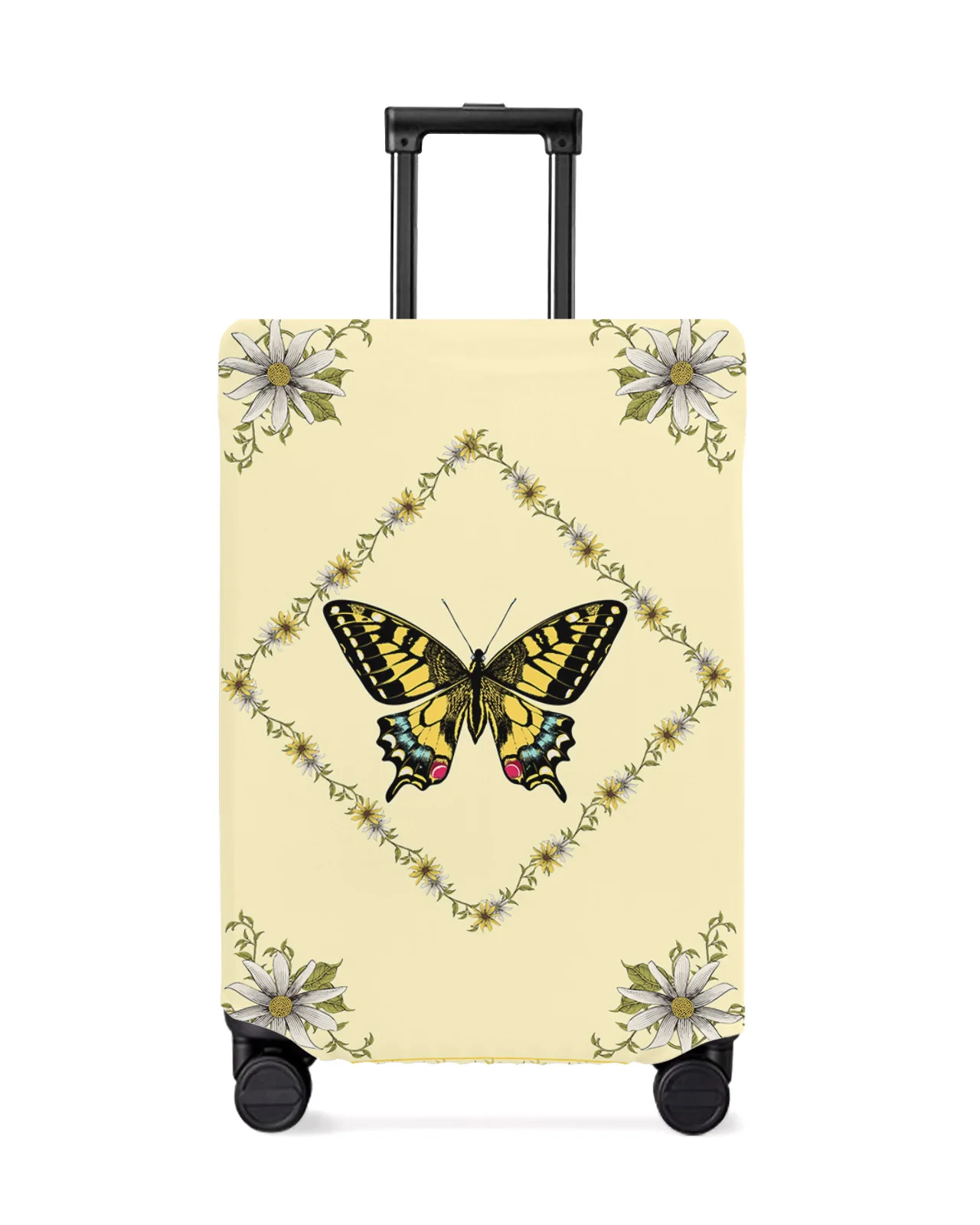 

Daisy Flower Butterfly Luggage Cover Stretch Suitcase Protector Baggage Dust Case Cover for 18-32 Inch Travel Suitcase Case