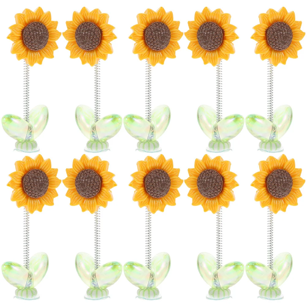 10 Pcs Desk Decorations H Automotive Dashboard Shock Rocking Car Cute Accessories Interior Sunflower Stuff