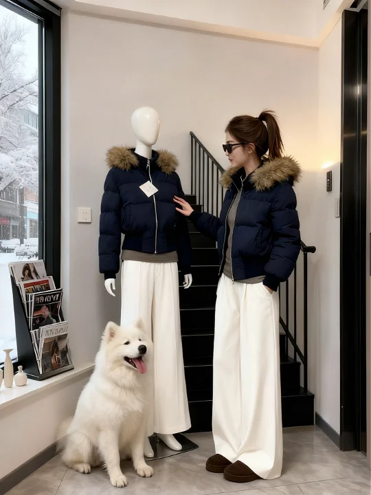 

2025 Winter New Arrival Ultra-Thi ort Cotton Jaet with Fur Collar Zipper Closure Korean Sle Women's Warm Coat