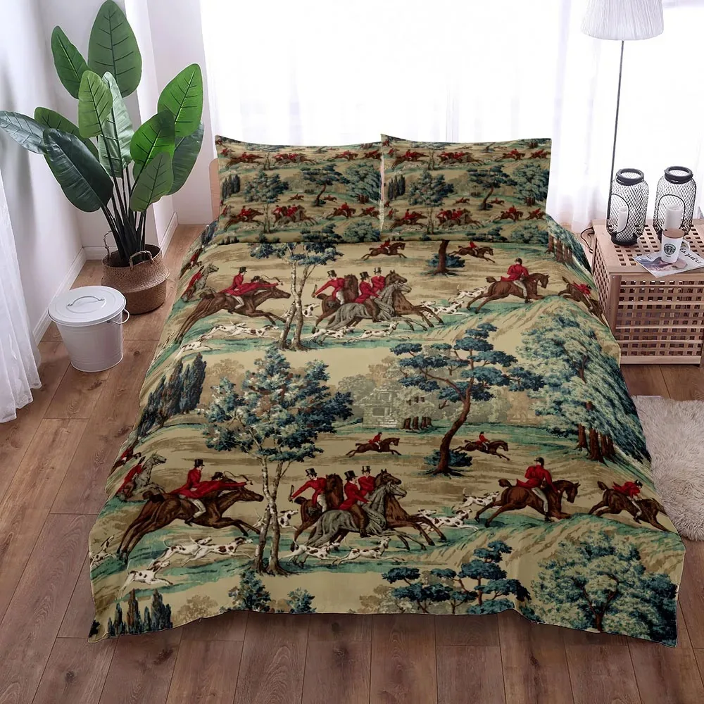 2024 3D Retro Novel Monkeys Bed Linen Set King Queen Double Full Twin Single Size Teal Duvet Cover Set