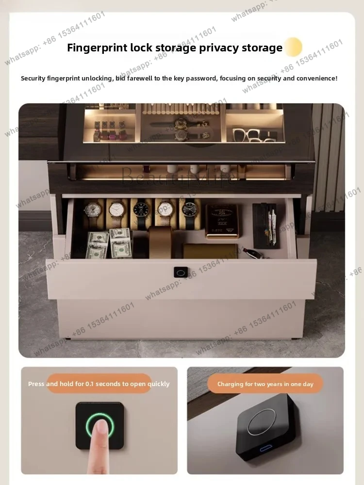 Dressing Table Storage Cabinet Integrated Bedroom Bedside Storage Cabinet Flip Cover Makeup Mirror