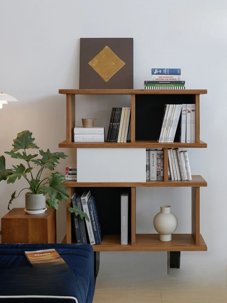 

Bookcase medieval floor-to-ceiling integrated bookshelf against the wall two-way partition display shelf living room retro