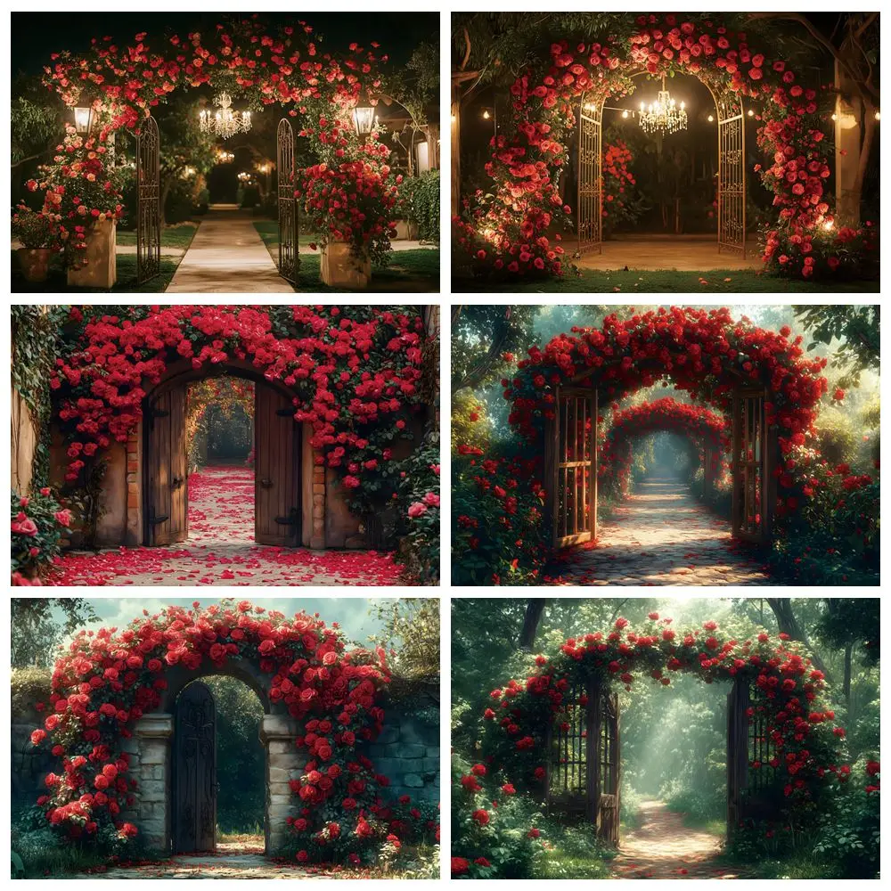 

Spring Garden Backdrop Arch Flowers Wood Door Wedding Ceremony Birthday Party Photography Background Photostudio Photoshoot Prop