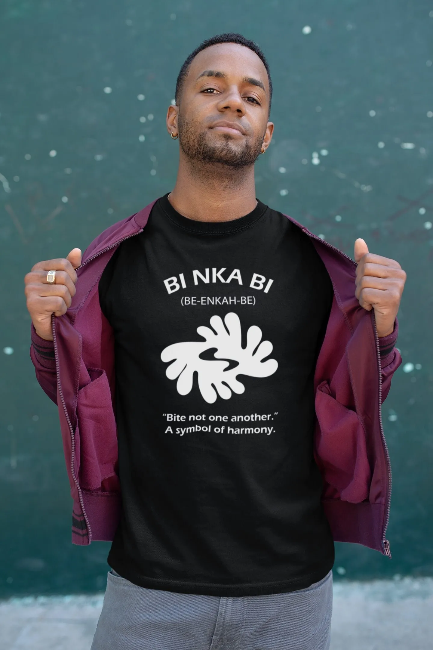 Bite Not One Another Adinkra Symbol T Shirt Bi Nka African American Heritage Black Culture Women Man Unity