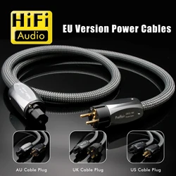 HIFI CRYO196 Power Cable US/EU/AU Audiophile Power Cord for Amplifer CD Player EU Power Line Green Braid Hifi Power Cable