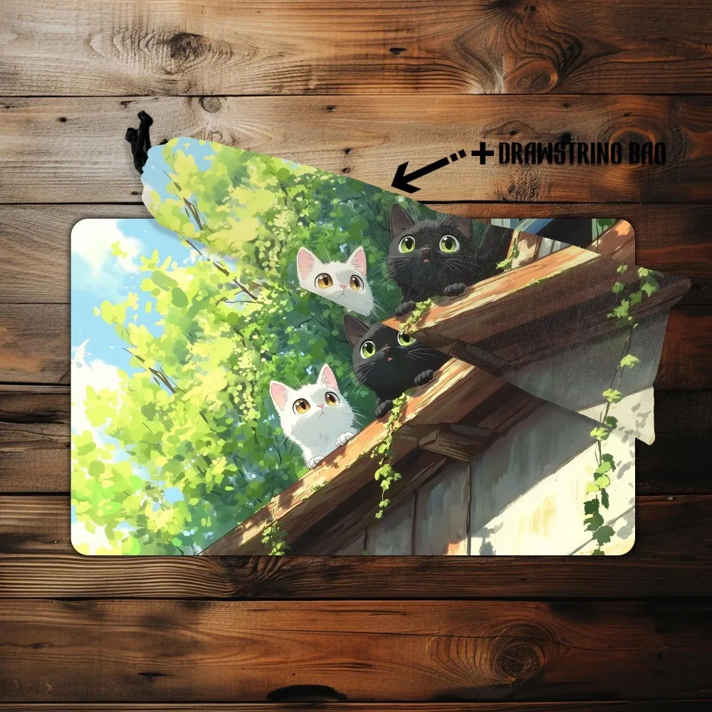Ghibli Style Cute Cat TCG Playmat,Trading Card Game Accessories,Table Top Gaming,PC Game Accessory   tapis de souris