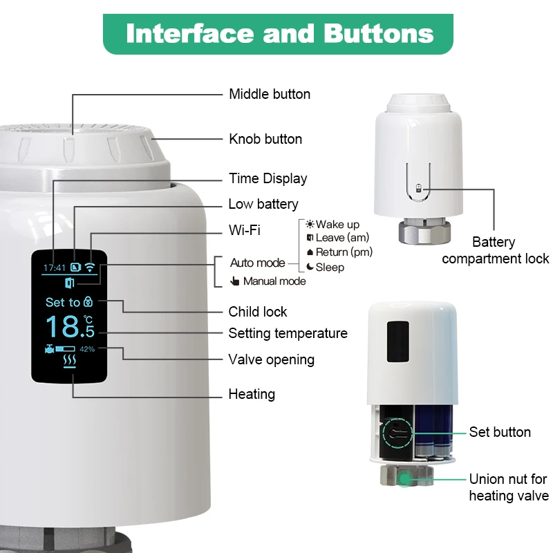 Tuya Wifi Thermostat Thermostatic Head Radiator Valve Smart Valve Actuator Heating Temperature Controller Alexa Google Home