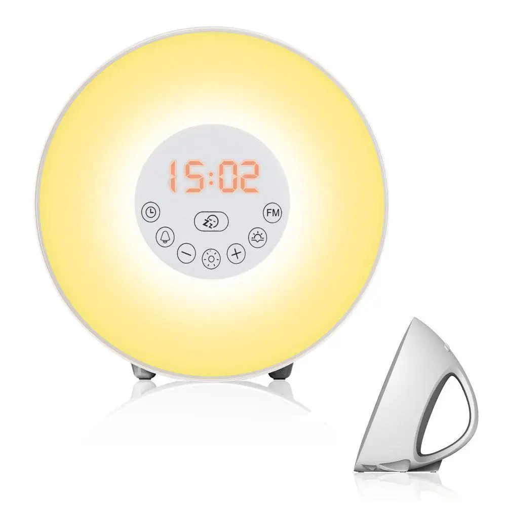 Useful Smart Alarm Clock Lightweight Alarm Clock Multifunctional LED Sunrise Night Light Clock  Nature Sounds