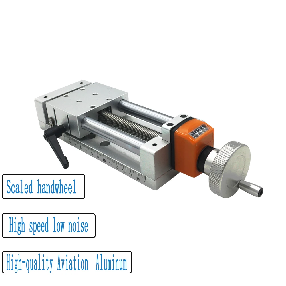 Precise Position Counter Slide Table 100-400mm Effective Stroke T-type Linear Rail Metal Handwheel Can replace the MISUMI Module