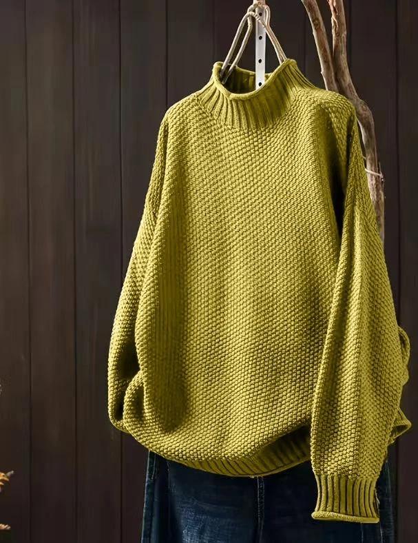 Damen-Pullover mit halbem Rollkragen und langen Ärmeln in Übergröße (Freizeitkleidung) ​ – Detail 4