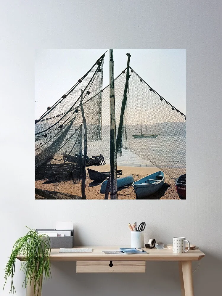 Slim Aarons 'Fishing Boats', Print Art Canvas Poster, Living Room, Home Wall Decor Picture