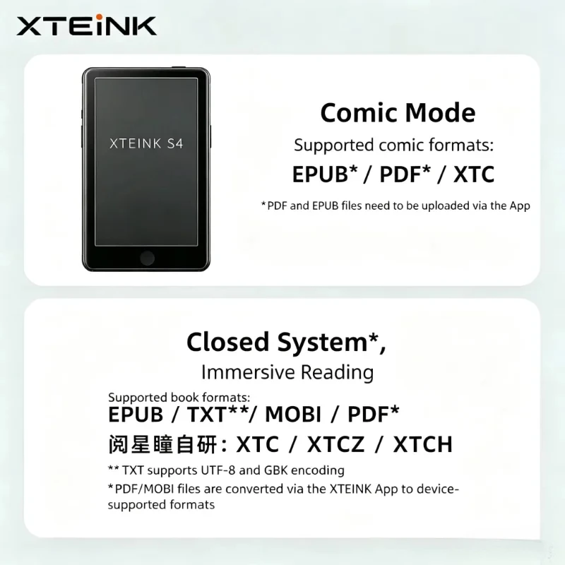 Pre-Sale XTEINK S4 E-Book Reader Lightweight 4.3-inch 219dpi suitable for Android system 1400mAh upports WiFi and Bluetooth view 2