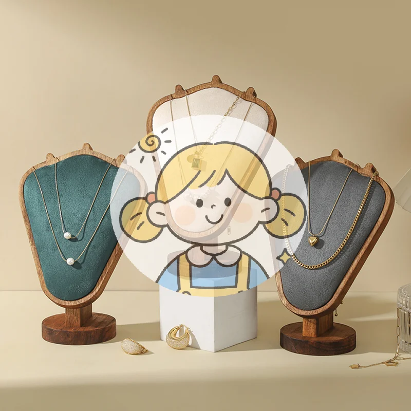 

[HS]1Pc New Wood Jewelry Display Rack Pendant Necklace Bracelet Earrings Ring Storage Stand Holder Counter Jewellery Showcase