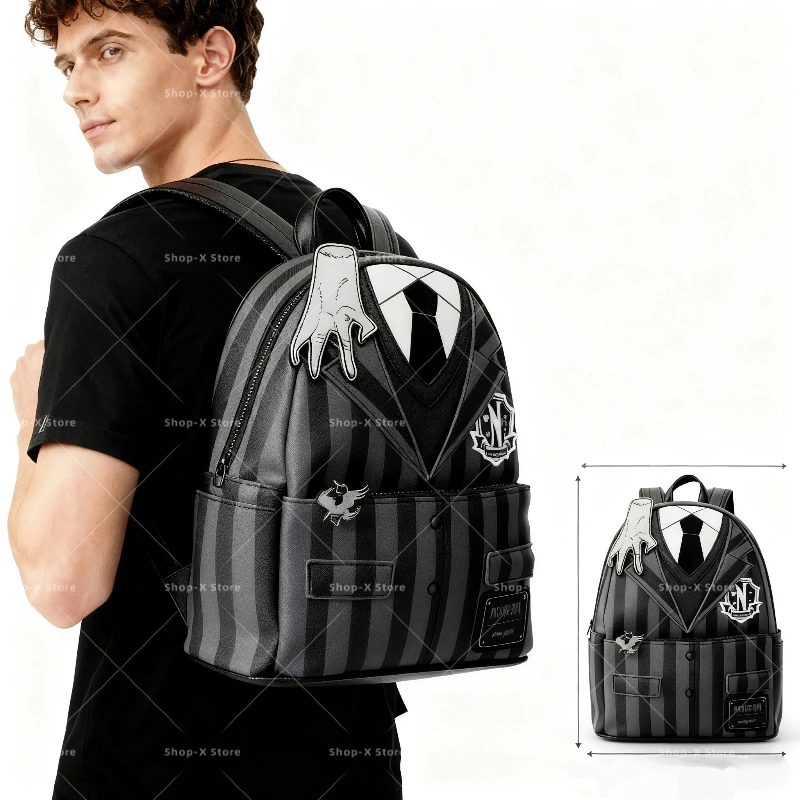 

Рюкзак «Среда» Nevermore Academy, полосатый костюм, стильная сумка, крутой коллекционный рюкзак в стиле сериала, рюкзак-сюрприз, подарок